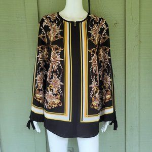 NWT JONES New York Gilded Scarf Zip Front Top XL